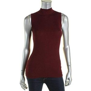 Hooked Up Ribbed Mock Neck Sleeveless Sweater